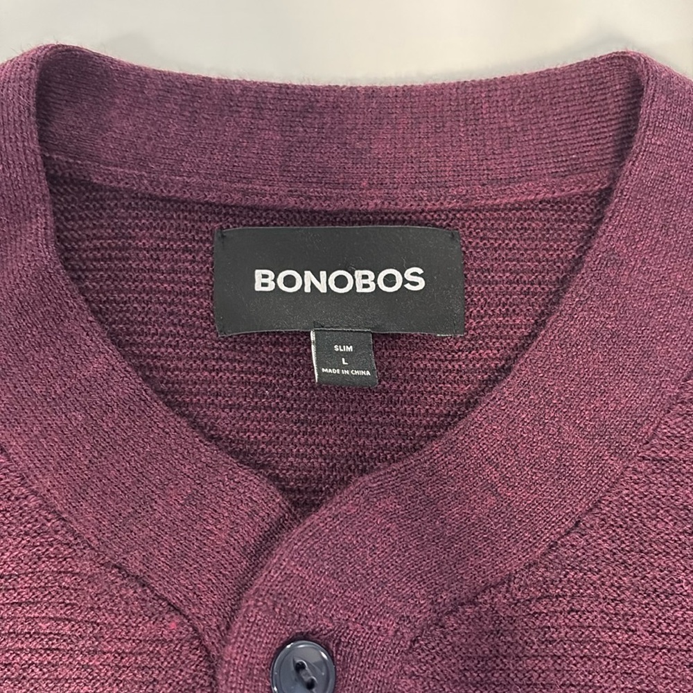 Bonobos Maroon Button Down Sweater Slim Large - Picture 2 of 5